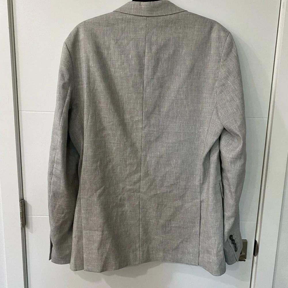 Zara Two Buttons Closure Linen Blend Gray Blazer size 42
